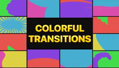 پروژه افترافکت Colorful Transitions Pack مجموعه ترانزیشن های آماده رنگی برای موشن گرافیک