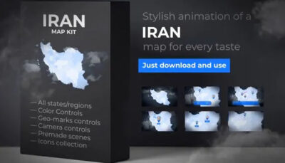 پروژه افترافکت iran map نقشه متحرک ایران برای استفاده در موشن گرافیک